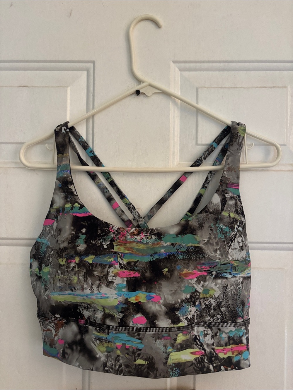 Lululemon Energy Bra Long Line, Paint Drift Multi, Size 14